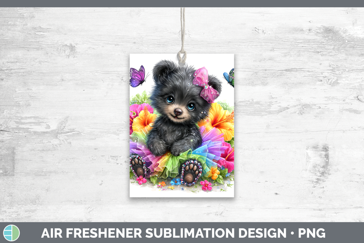 Woodland Rainbow Summer Black Bear Air Freshener Sublimation