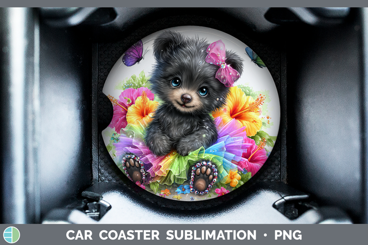 Woodland Rainbow Summer Black Bear Car Coaster Sublimation