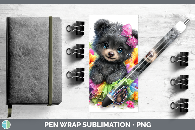 Woodland Rainbow Summer Black Bear Pen Wrap Sublimation Pen