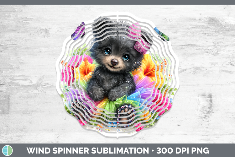 Woodland Rainbow Summer Black Bear Wind Spinner Sublimation