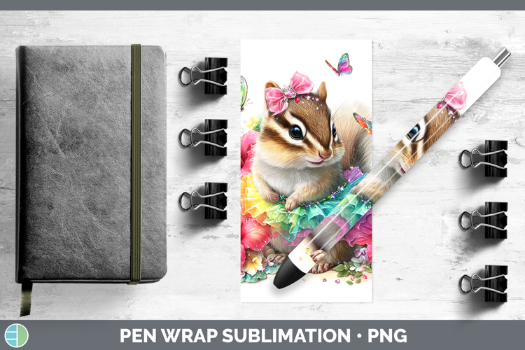 Woodland Rainbow Summer Chipmunk Pen Wrap Sublimation Pen De