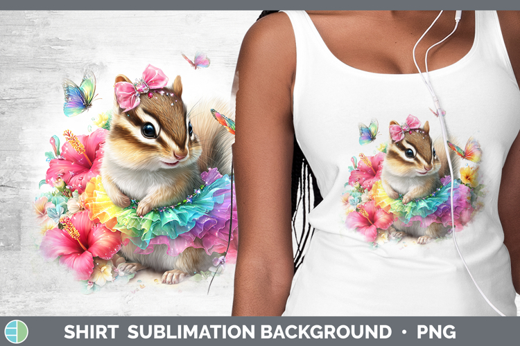 Woodland Rainbow Summer Chipmunk Shirt Sublimation Backgroun