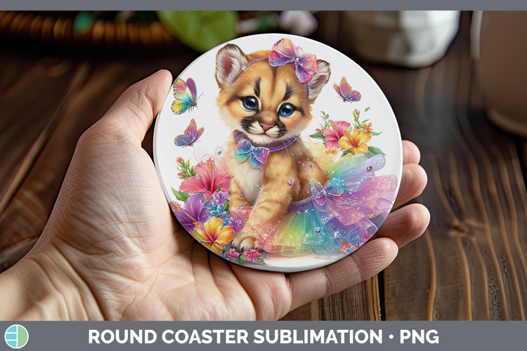 Woodland Rainbow Summer Cougar Round Coaster Sublimation Coa