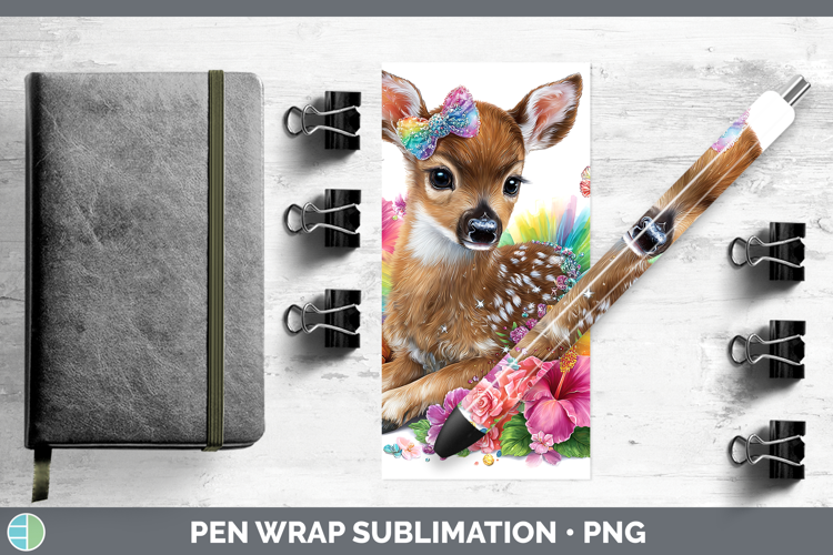 Woodland Rainbow Summer Deer Pen Wrap Sublimation Pen Design