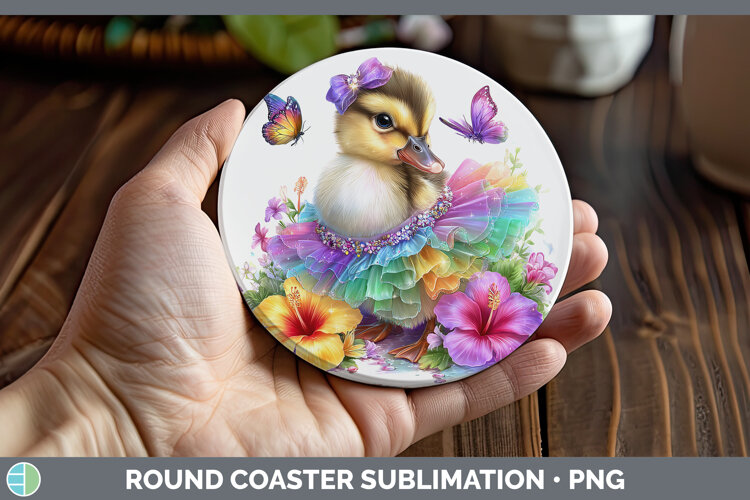 GorgeousWoodland Rainbow Summer Round Coaster design.