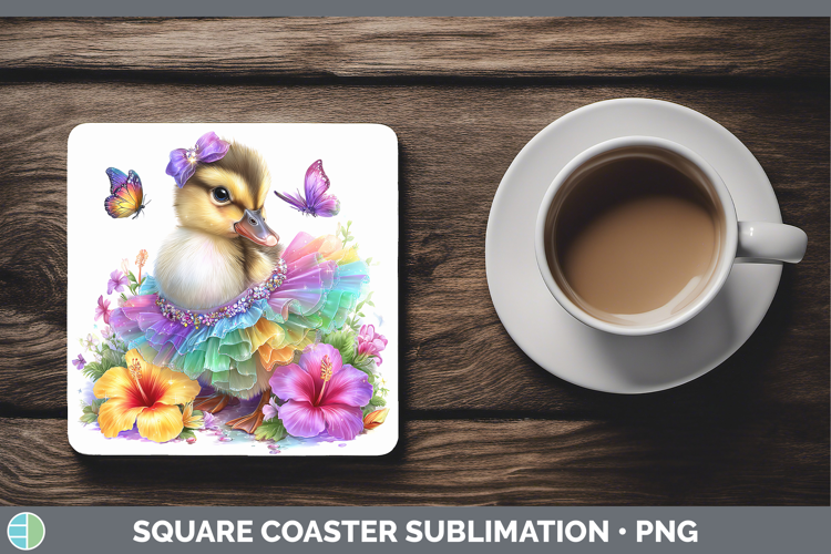 Woodland Rainbow Summer Duck Square Coaster Sublimation Coas
