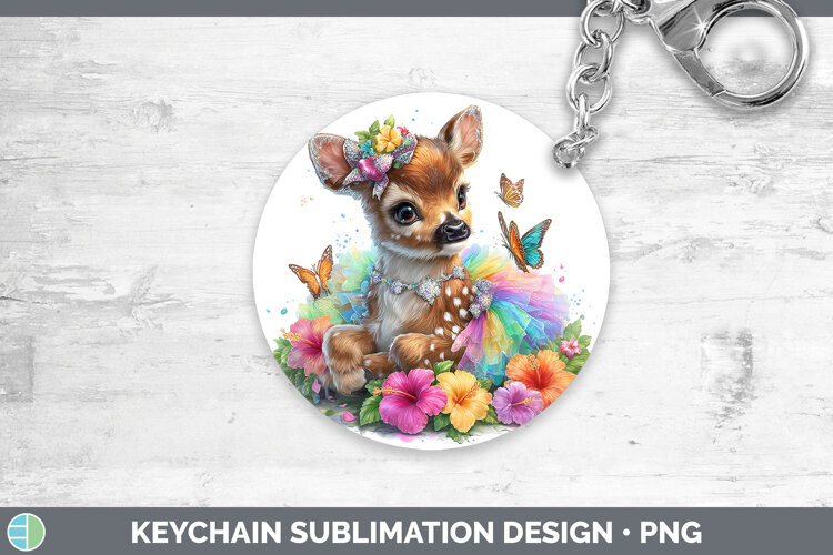 GorgeousWoodland Rainbow Summer Keychain design.