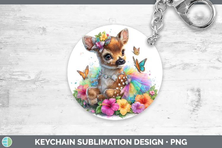 Woodland Rainbow Summer Elk Keychain Sublimation Keyring Des