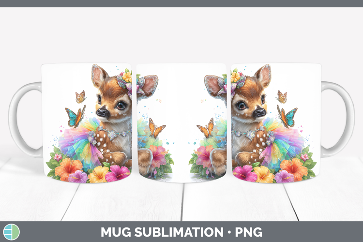 Woodland Rainbow Summer Elk Mug Wrap Sublimation Coffee Cup