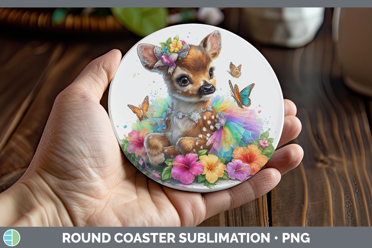 Woodland Rainbow Summer Elk Round Coaster Sublimation Coaste