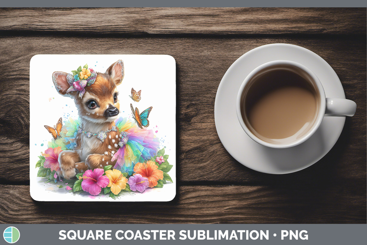 Woodland Rainbow Summer Elk Square Coaster Sublimation Coast