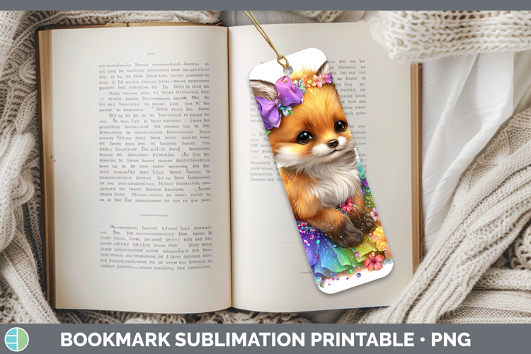 Woodland Rainbow Summer Fox Bookmark Sublimation Printable D