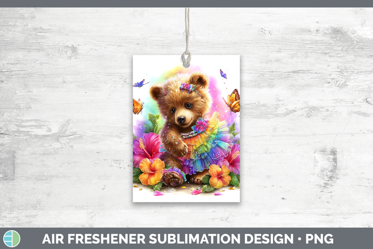Woodland Rainbow Summer Grizzly Bear Air Freshener Sublimati