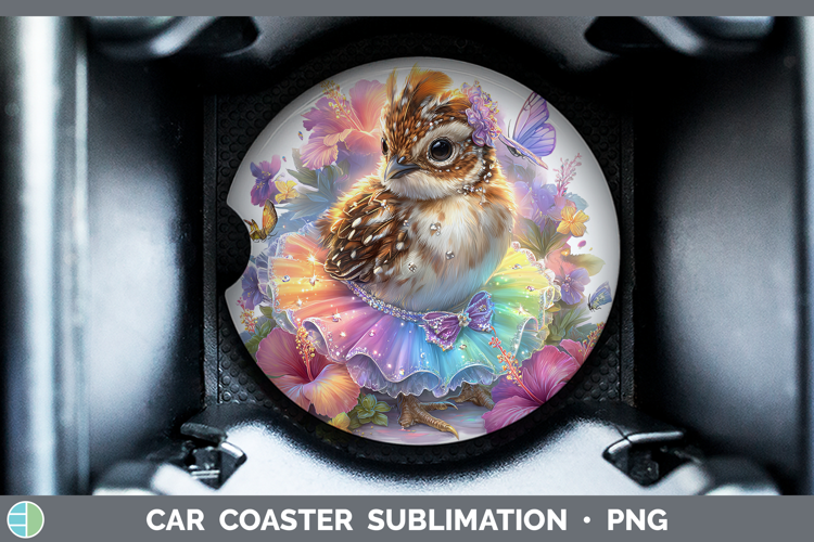 Woodland Rainbow Summer Grouse Car Coaster Sublimation Desi