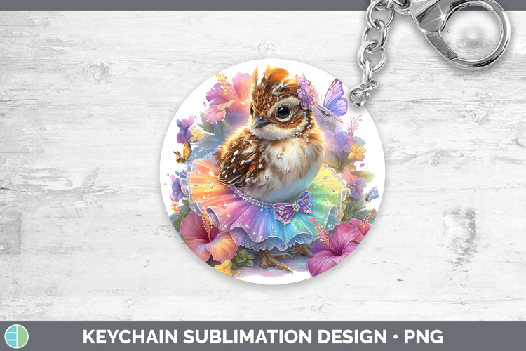 Woodland Rainbow Summer Grouse Keychain Sublimation Keyring