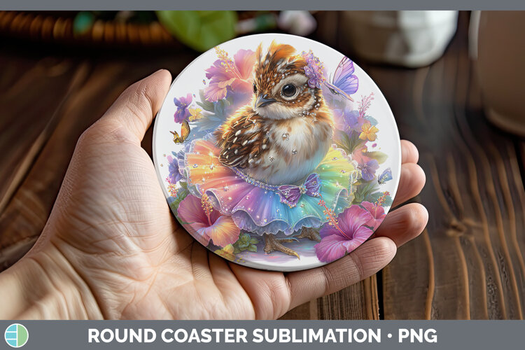 GorgeousWoodland Rainbow Summer Round Coaster design.