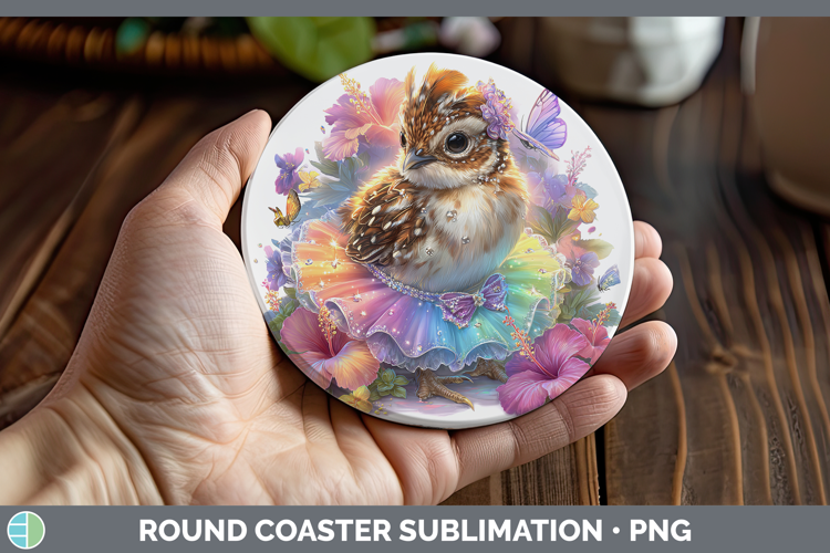 Woodland Rainbow Summer Grouse Round Coaster Sublimation Coa