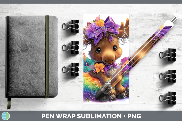 Woodland Rainbow Summer Moose Pen Wrap Sublimation Pen Desig