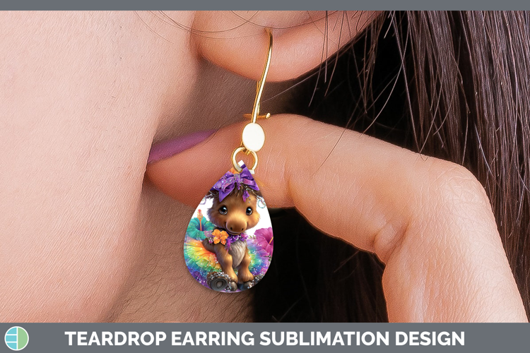 Woodland Rainbow Summer Moose Teardrop Earrings Sublimation
