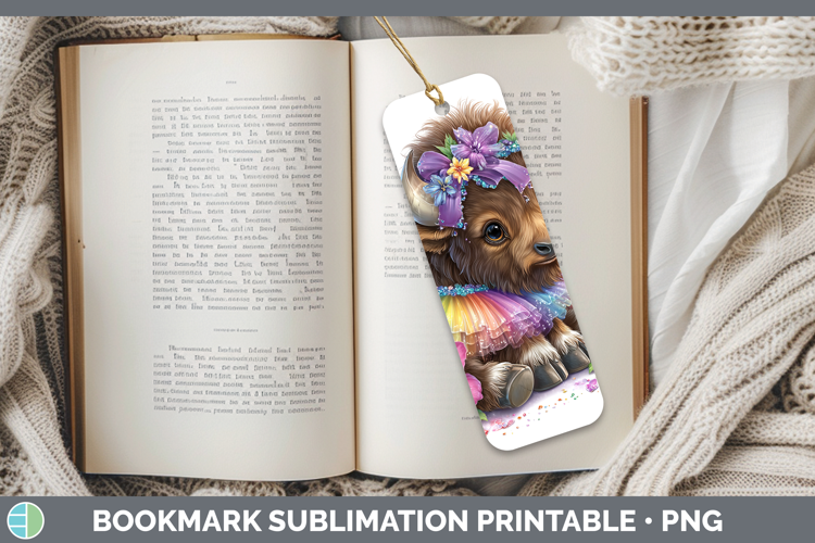 Woodland Rainbow Summer Musk Ox Bookmark Sublimation Printab