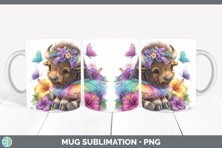 Woodland Rainbow Summer Musk Ox Mug Wrap Sublimation Coffee