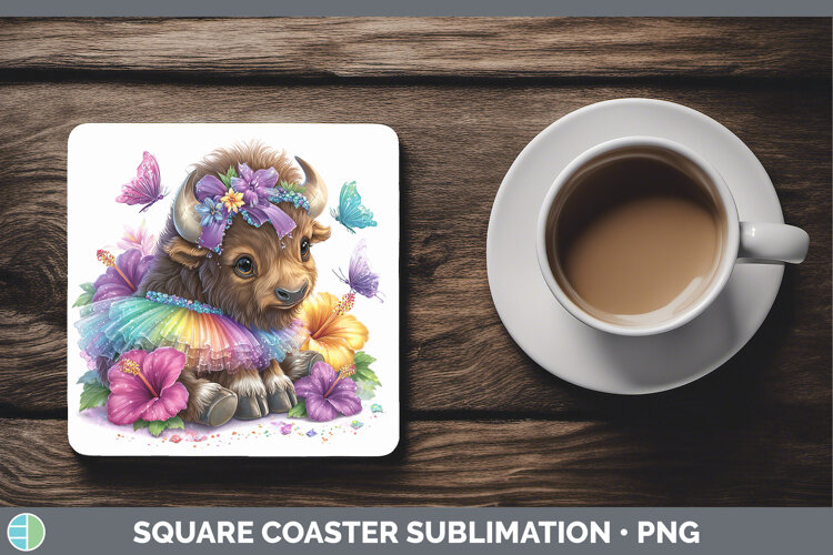 GorgeousWoodland Rainbow Summer Square Coaster design.