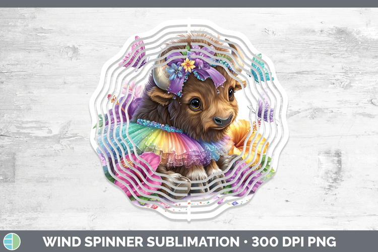 Woodland Rainbow Summer Musk Ox Wind Spinner Sublimation Spi