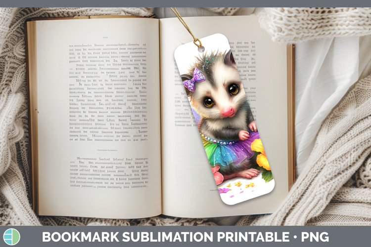 Woodland Rainbow Summer Opossum Bookmark Sublimation Printab