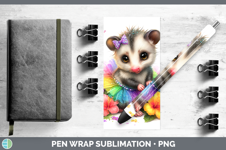 Woodland Rainbow Summer Opossum Pen Wrap Sublimation Pen Des