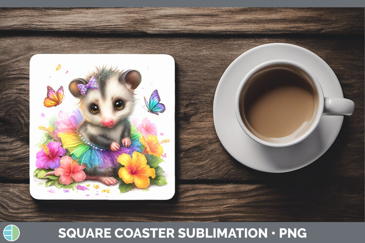GorgeousWoodland Rainbow Summer Square Coaster design.