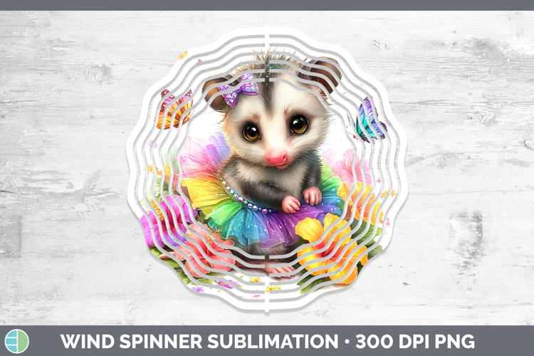Woodland Rainbow Summer Opossum Wind Spinner Sublimation Spi