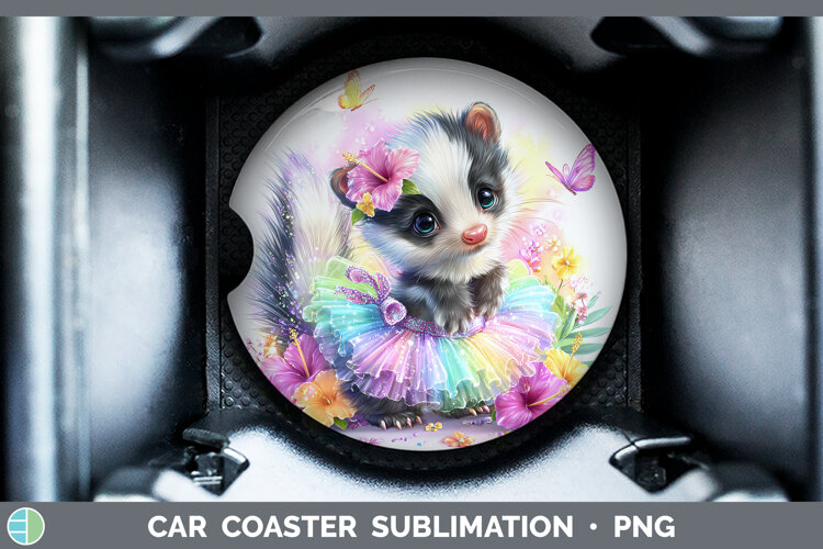 GorgeousWoodland Rainbow Summer Car Coaster design.