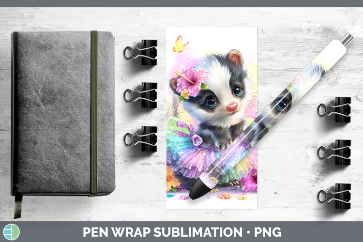 Woodland Rainbow Summer Skunk Pen Wrap Sublimation Pen Desig