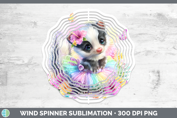 Woodland Rainbow Summer Skunk Wind Spinner Sublimation Spinn