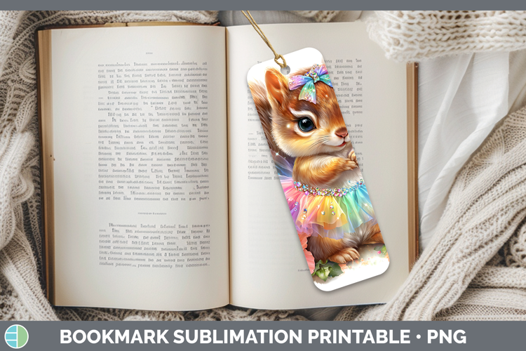 Woodland Rainbow Summer Squirrel Bookmark Sublimation Printa