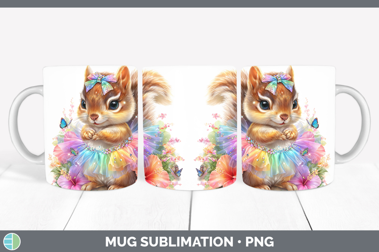 Woodland Rainbow Summer Squirrel Mug Wrap Sublimation Coffee