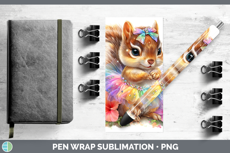 Woodland Rainbow Summer Squirrel Pen Wrap Sublimation Pen De