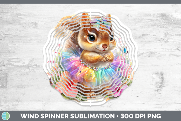 Woodland Rainbow Summer Squirrel Wind Spinner Sublimation Sp