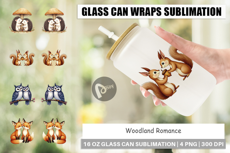 Woodland Romance Glass Can