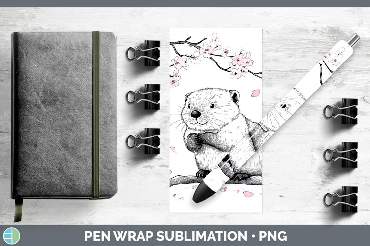 Woodland Sakura Beaver Pen Wrap Sublimation Pen Designs