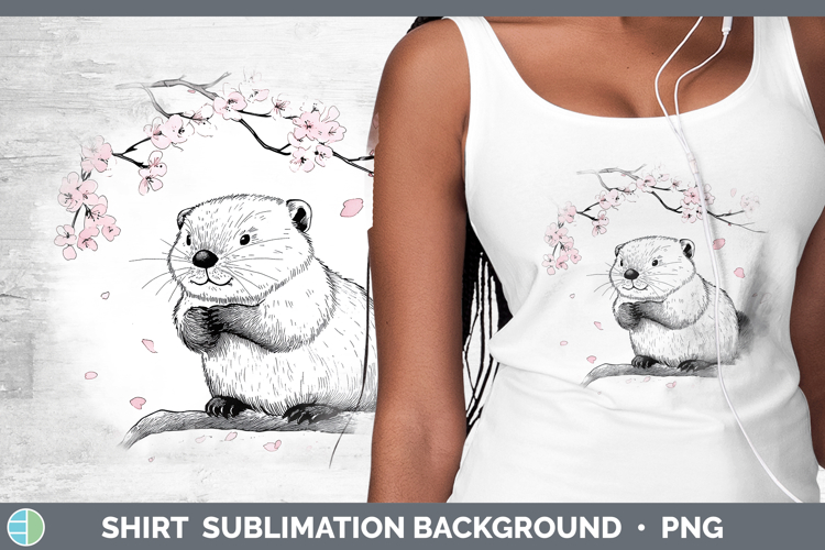 Woodland Sakura Beaver Shirt Sublimation Sublimation Backgro