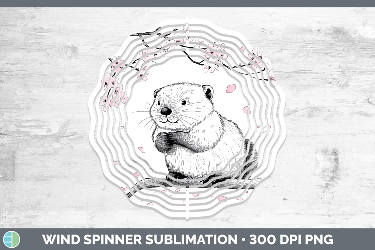 Woodland Sakura Beaver Wind Spinner Sublimation Spinner Desi
