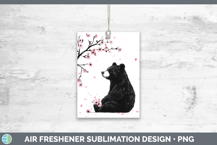 Woodland Sakura Black Bear Air Freshener Sublimation Car Fre