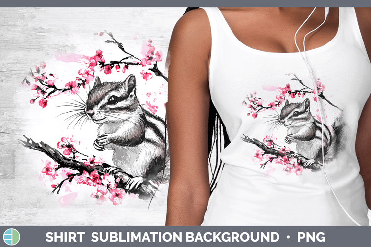 Woodland Sakura Chipmunk Shirt Sublimation Sublimation Backg