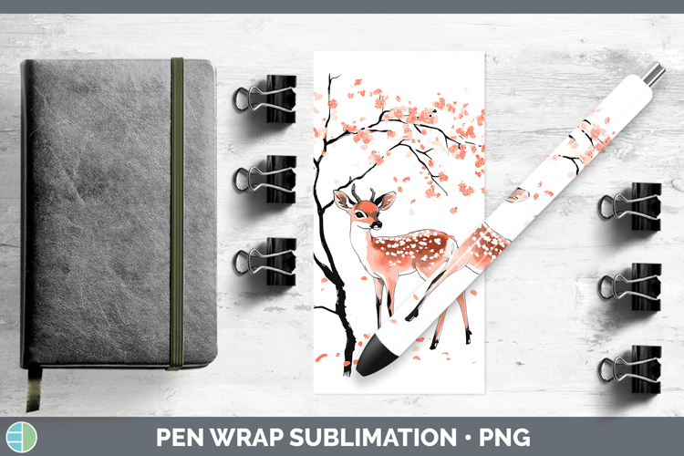 Woodland Sakura Deer Pen Wrap Sublimation Pen Designs