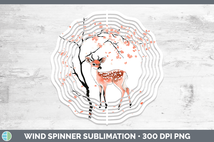 Woodland Sakura Deer Wind Spinner Sublimation Spinner Design