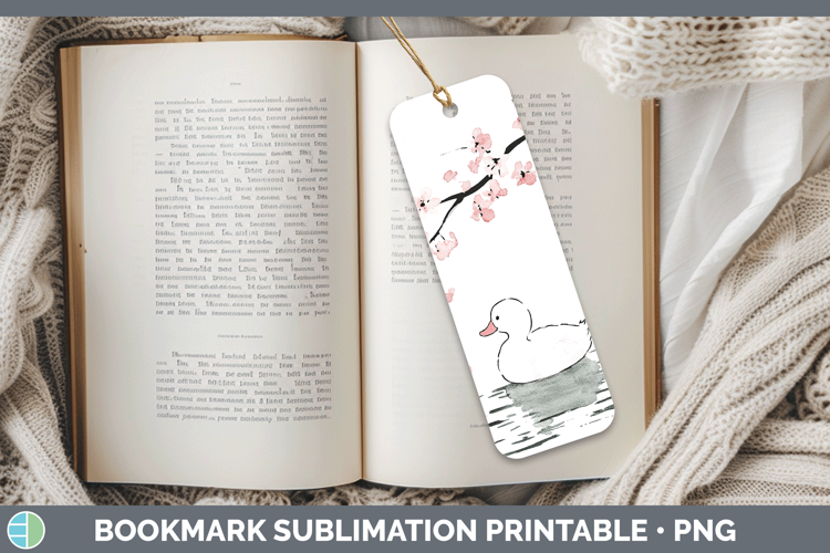 Woodland Sakura Duck Bookmark Sublimation Printable Designs