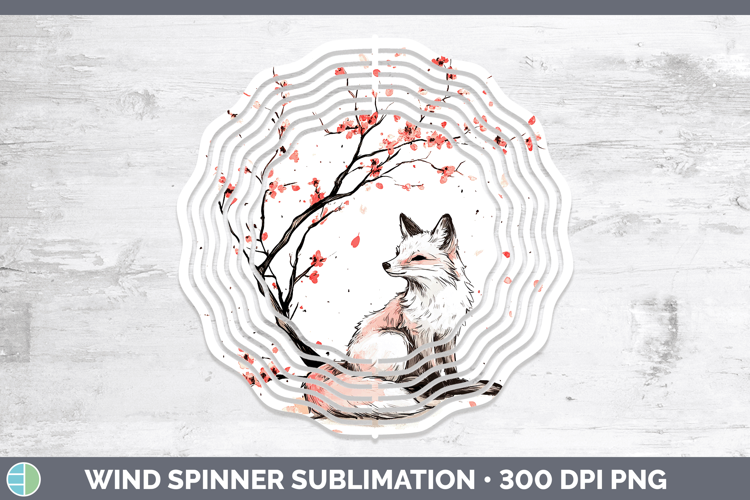 Woodland Sakura Fox Wind Spinner Sublimation Spinner Designs