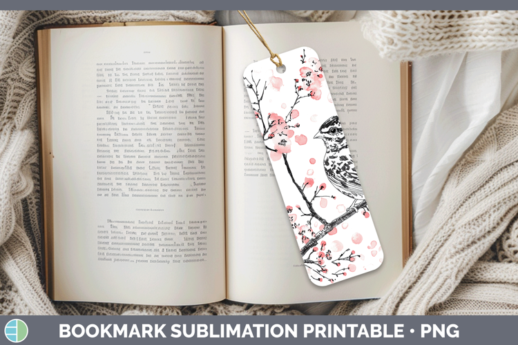 Woodland Sakura Grouse Bookmark Sublimation Printable Design