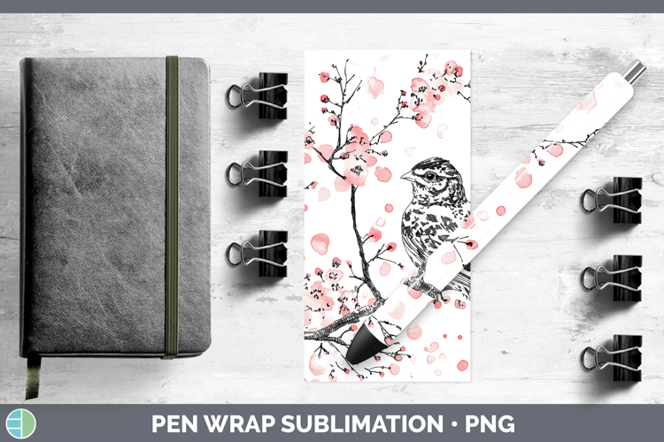 Woodland Sakura Grouse Pen Wrap Sublimation Pen Designs